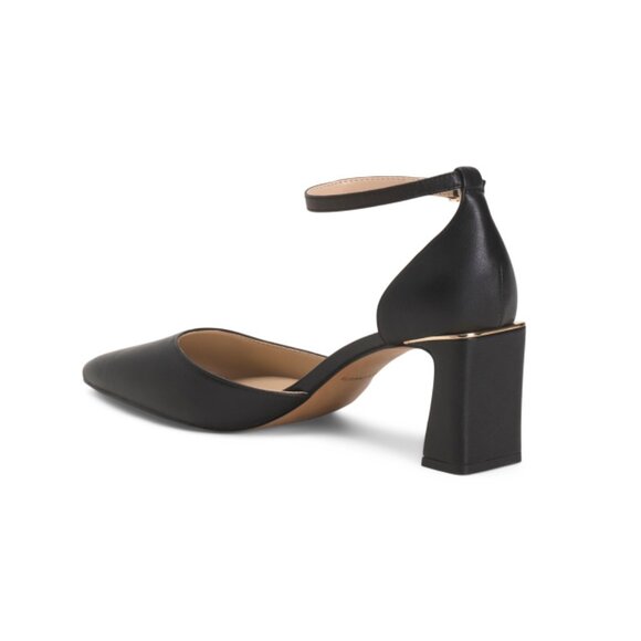 VINCE CAMUTO Black Leather Hendriy Ankle Strap Pumps - Picture 2 of 2